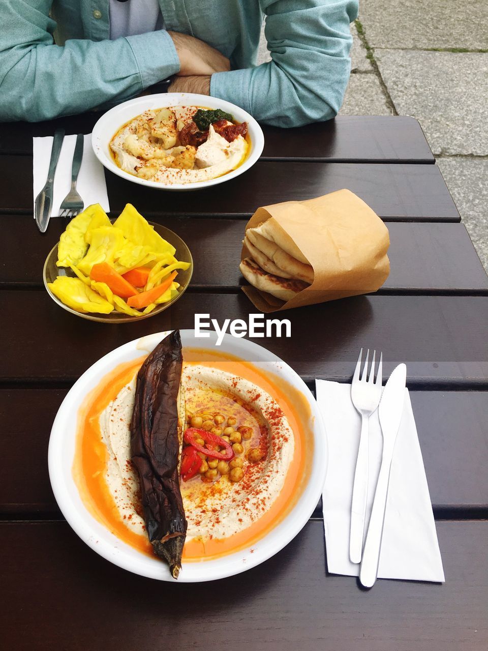 High angle view of lunch on table