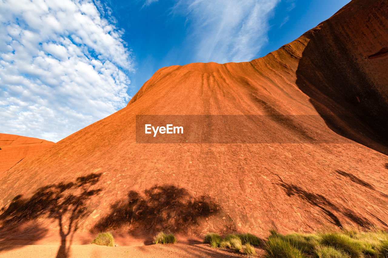 Scenic view of desert against cloudy sky