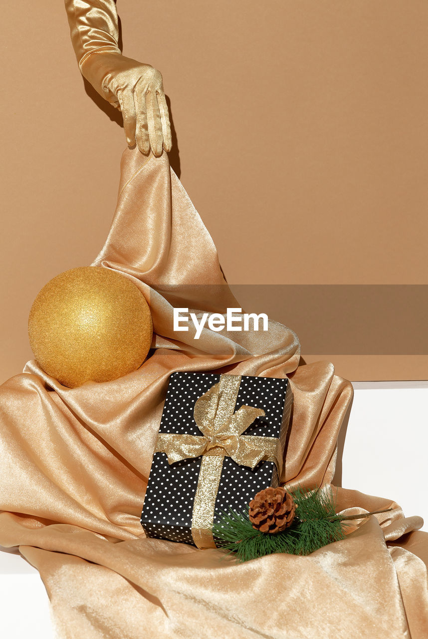 High angle view of fruit on table against wall