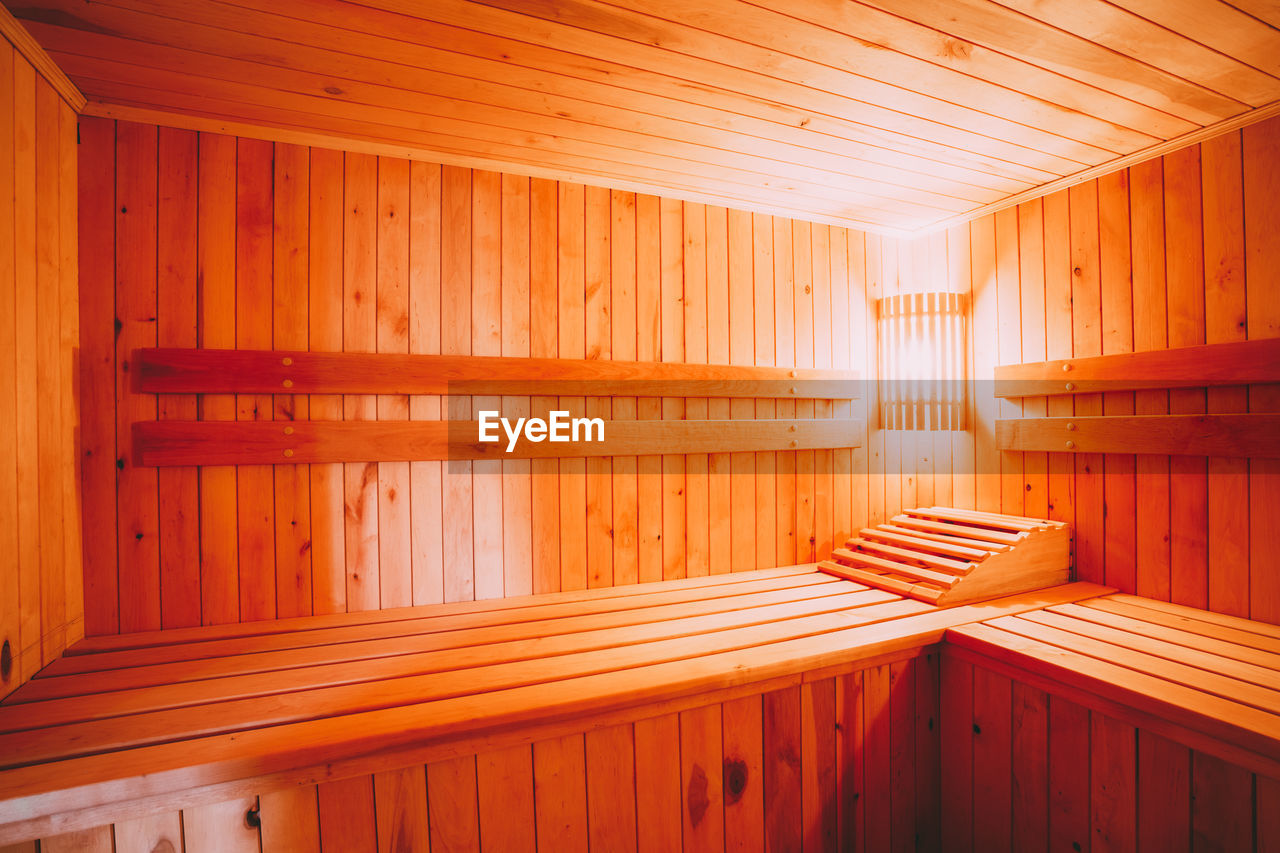 Interior of sauna room