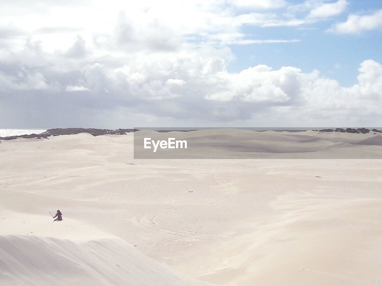 SCENIC VIEW OF BEACH AGAINST CLOUDY SKY