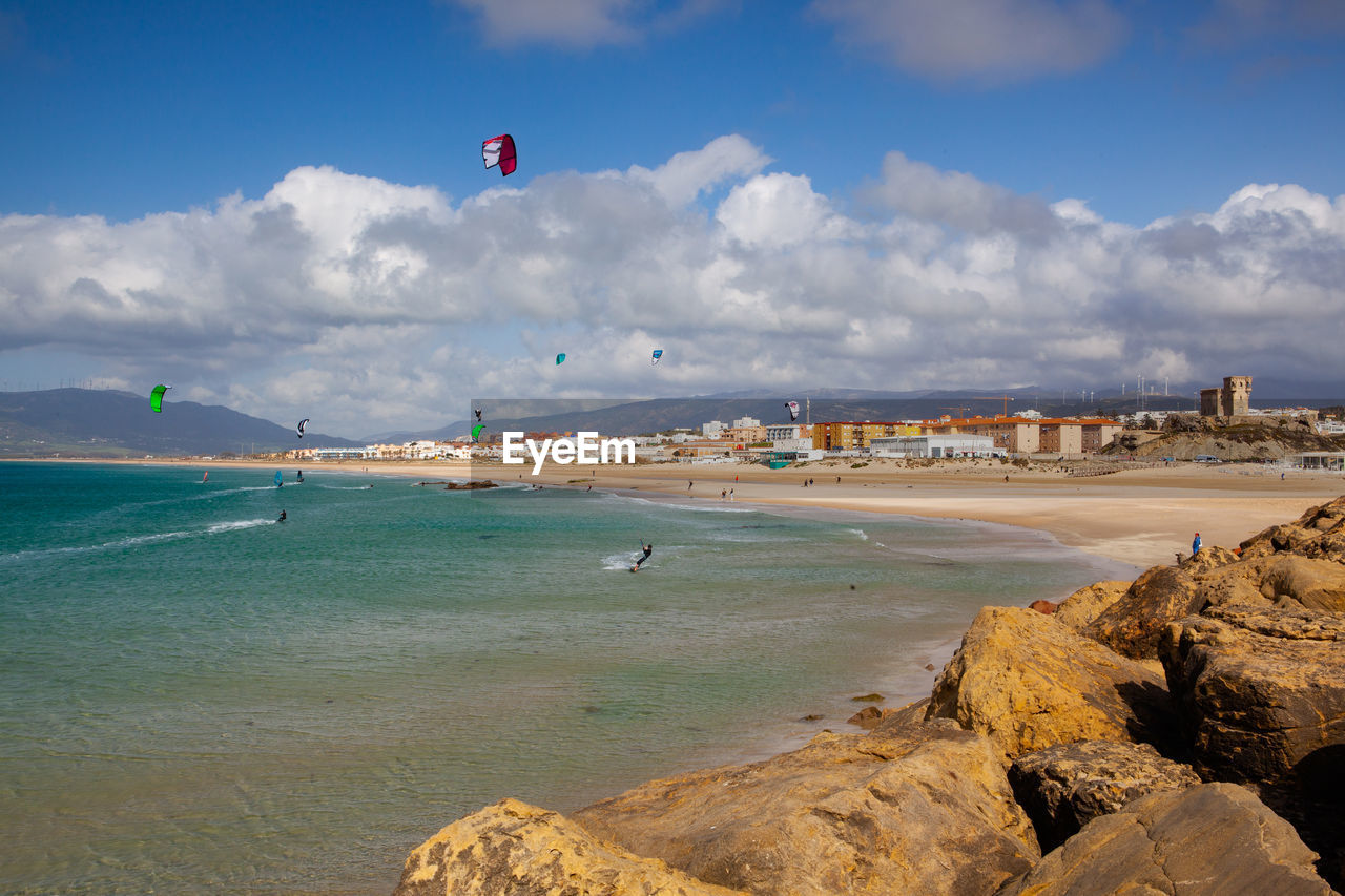 high angle view of beach against sky