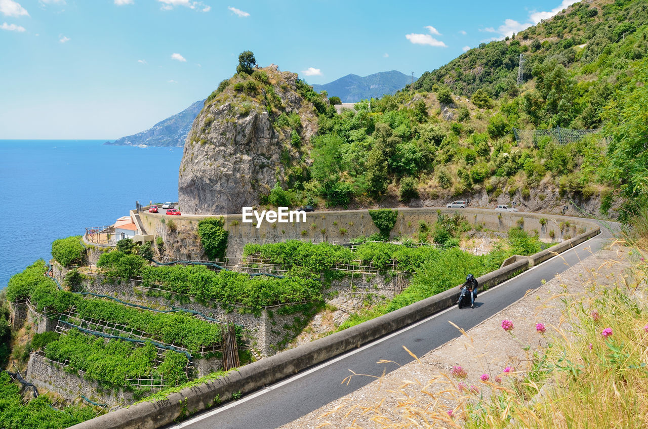High angle view of road on amalfi coast