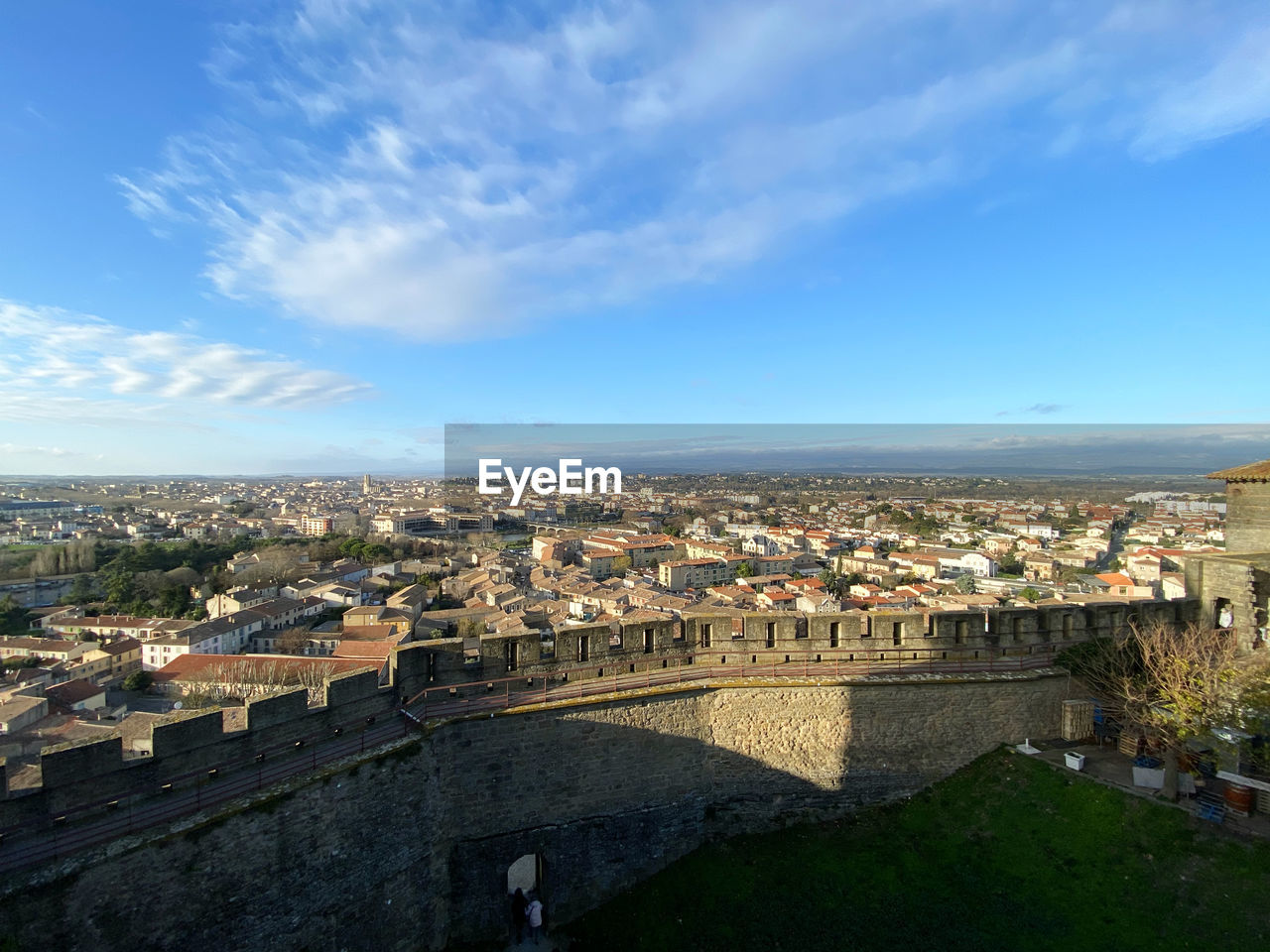 High angle shot of carcassonne against sky