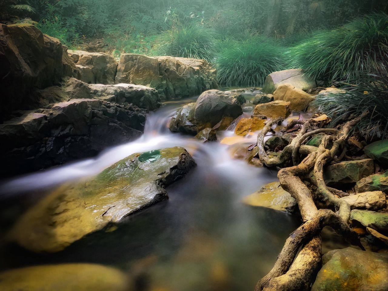 SCENIC VIEW OF WATERFALL