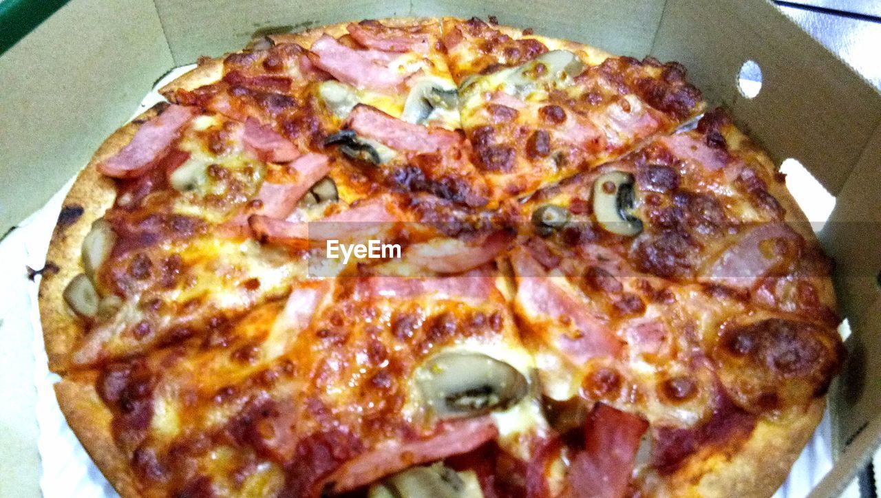 CLOSE-UP OF PIZZA IN PLATE