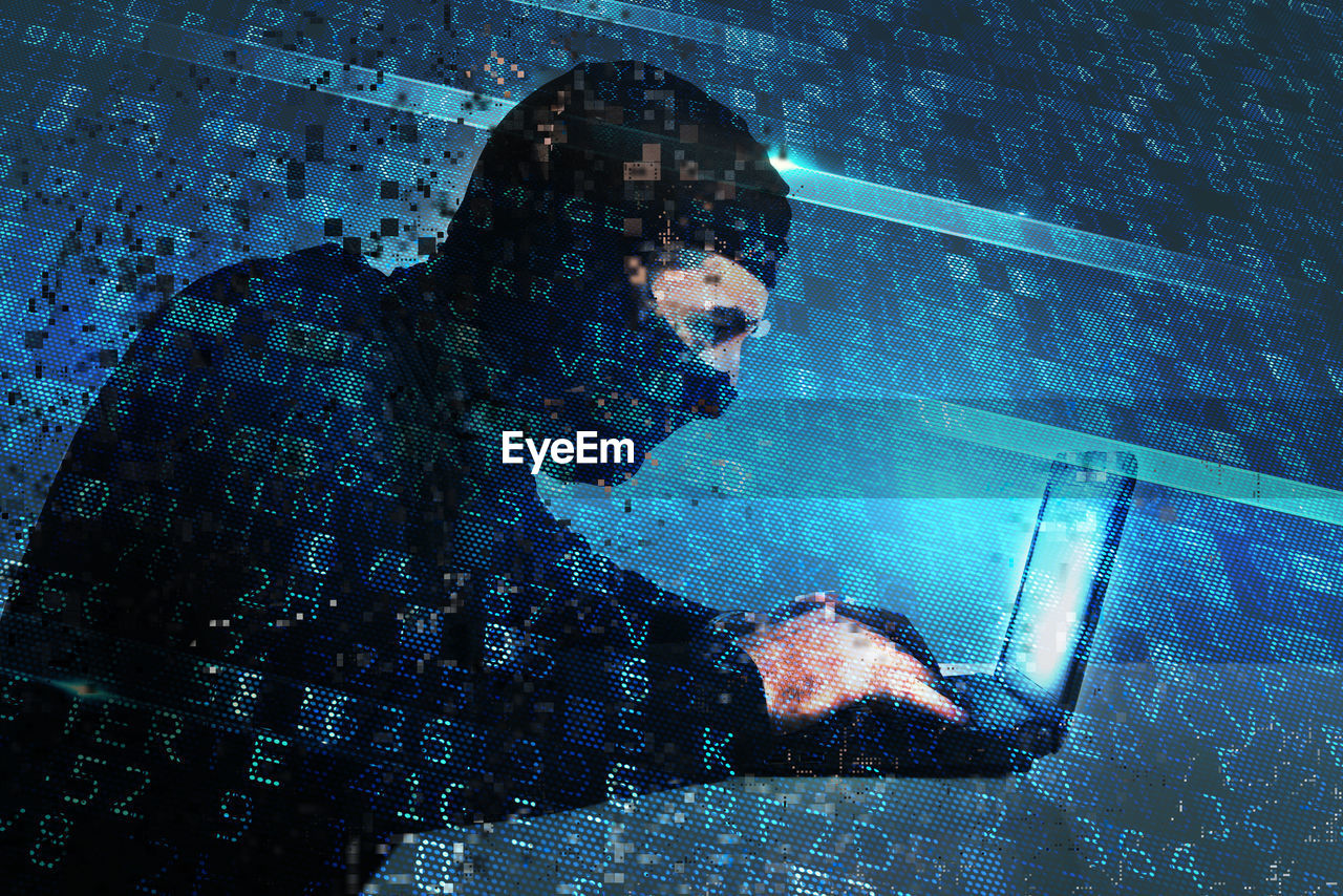 one person, adult, wireless technology, men, technology, internet, communication, blue, computer, computer network, businessman, underwater, digital composite, young adult, using computer, indoors, nature, business, swimming, looking, screenshot, waist up, headshot