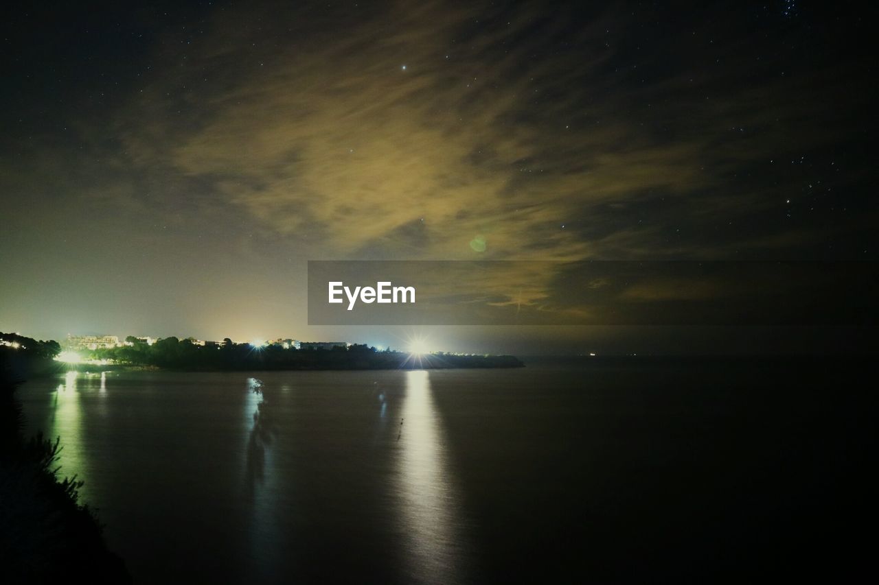 View of sea against sky at night