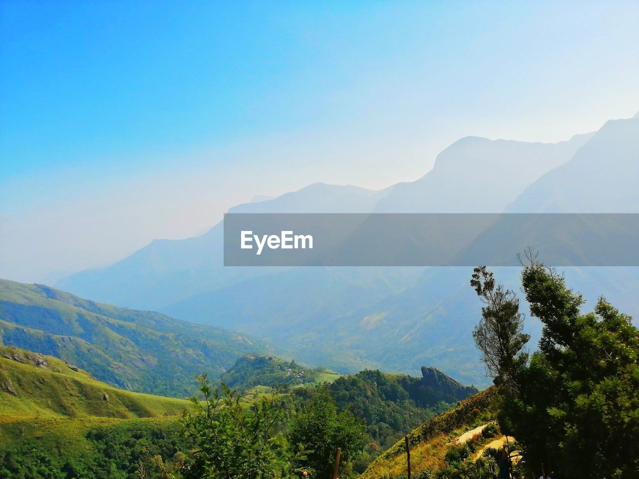 Scenic view of mountains against clear sky