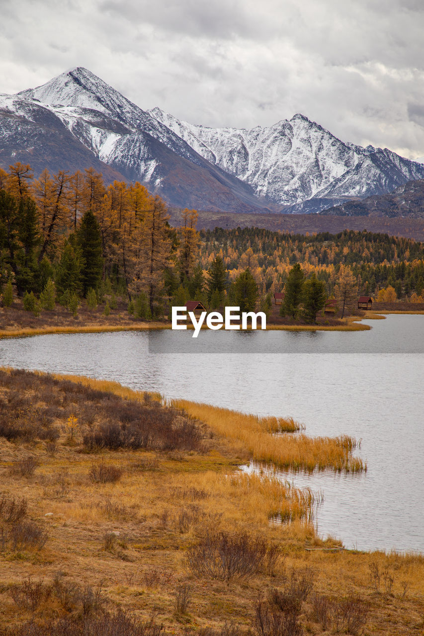 SCENIC VIEW OF LAKE BY MOUNTAINS AGAINST SKY