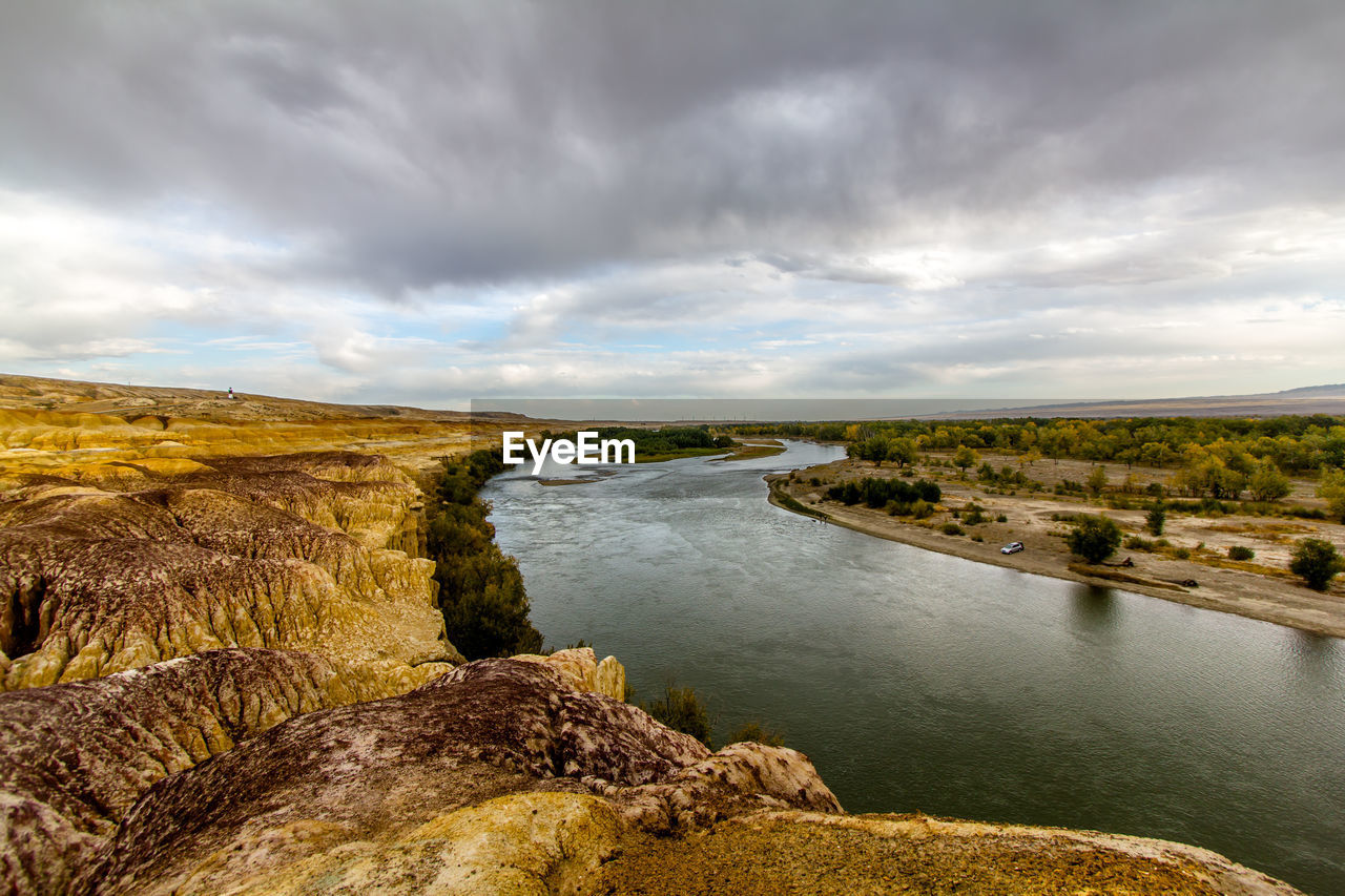 Scenic view of lake against sky