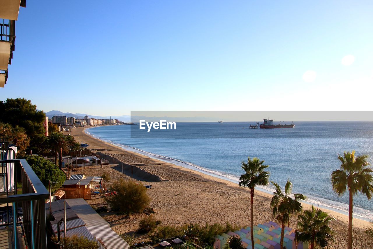 Scenic view of sea against clear sky