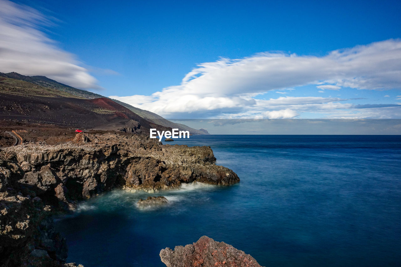 SCENIC VIEW OF SEA AND ROCKS AGAINST SKY