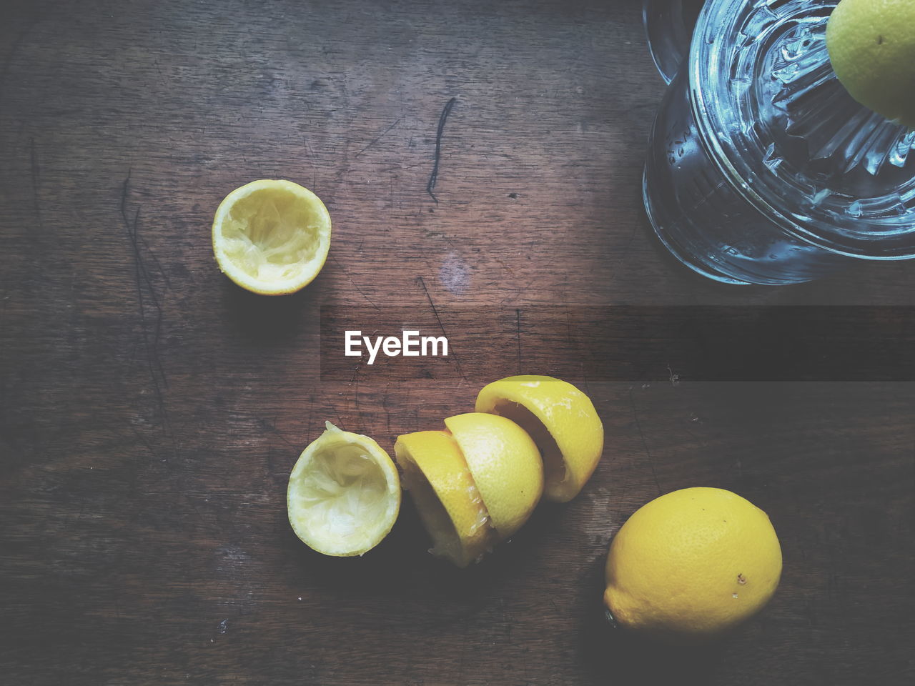 Directly above shot of lemons on table