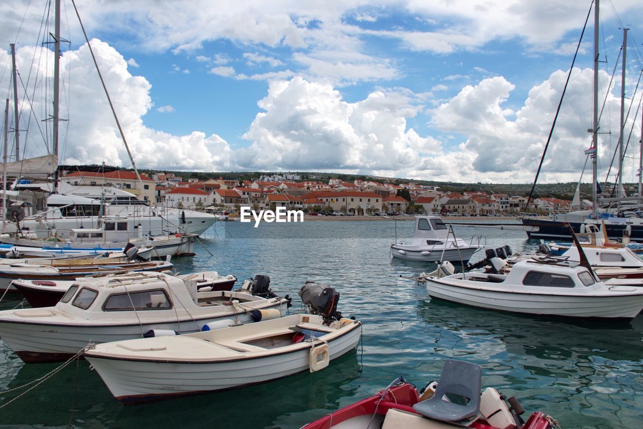 Boats and sailboats in marine of mediterranean town