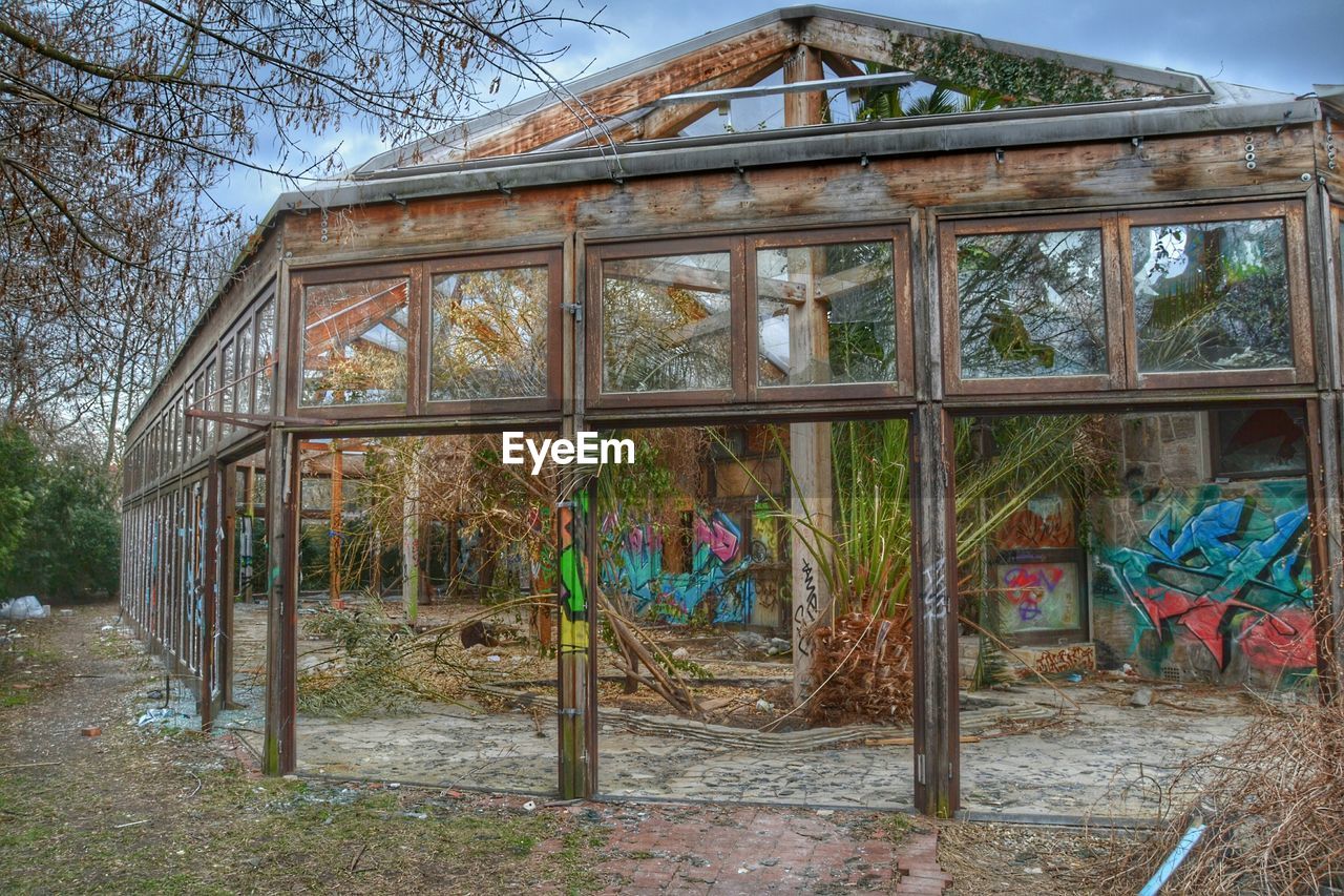 Abandoned building against sky