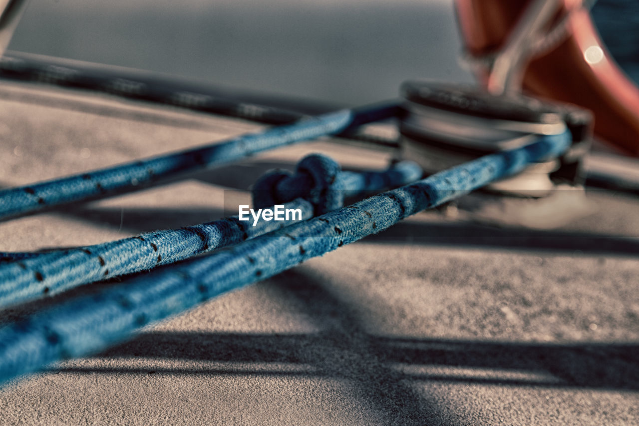 Close-up of rope on pulley