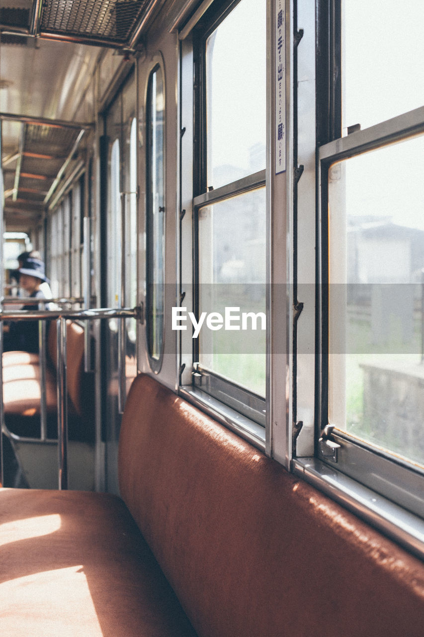 Close-up of train window