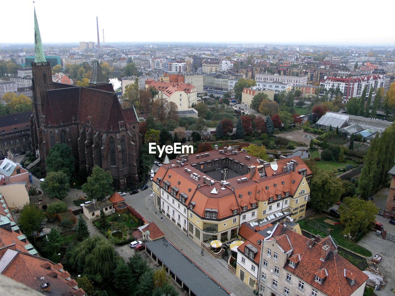 High angle view of townscape against sky