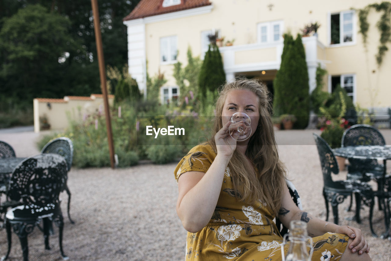 Woman drinking wine