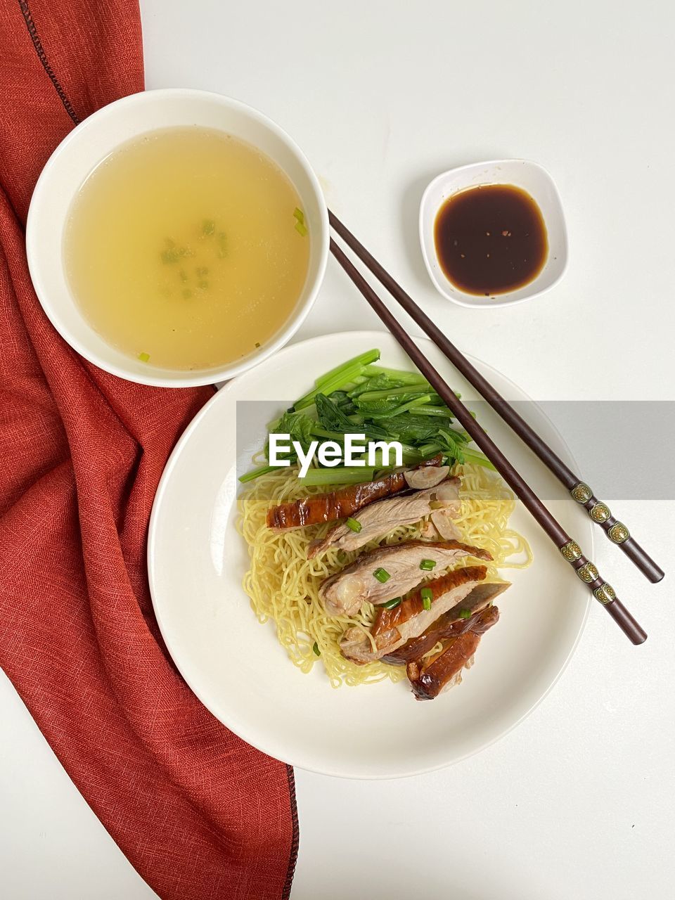 HIGH ANGLE VIEW OF MEAL SERVED IN PLATE ON TABLE