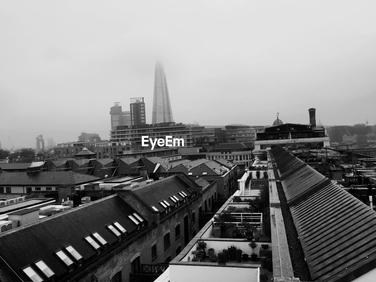 High angle view of buildings in city