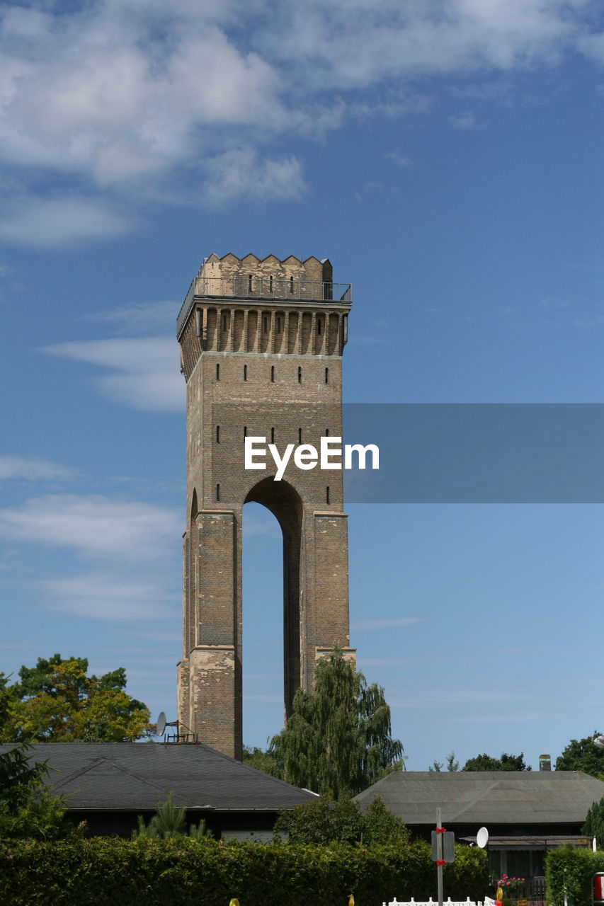 Low angle view of historical finow tower, water tower, eberswalde against sky