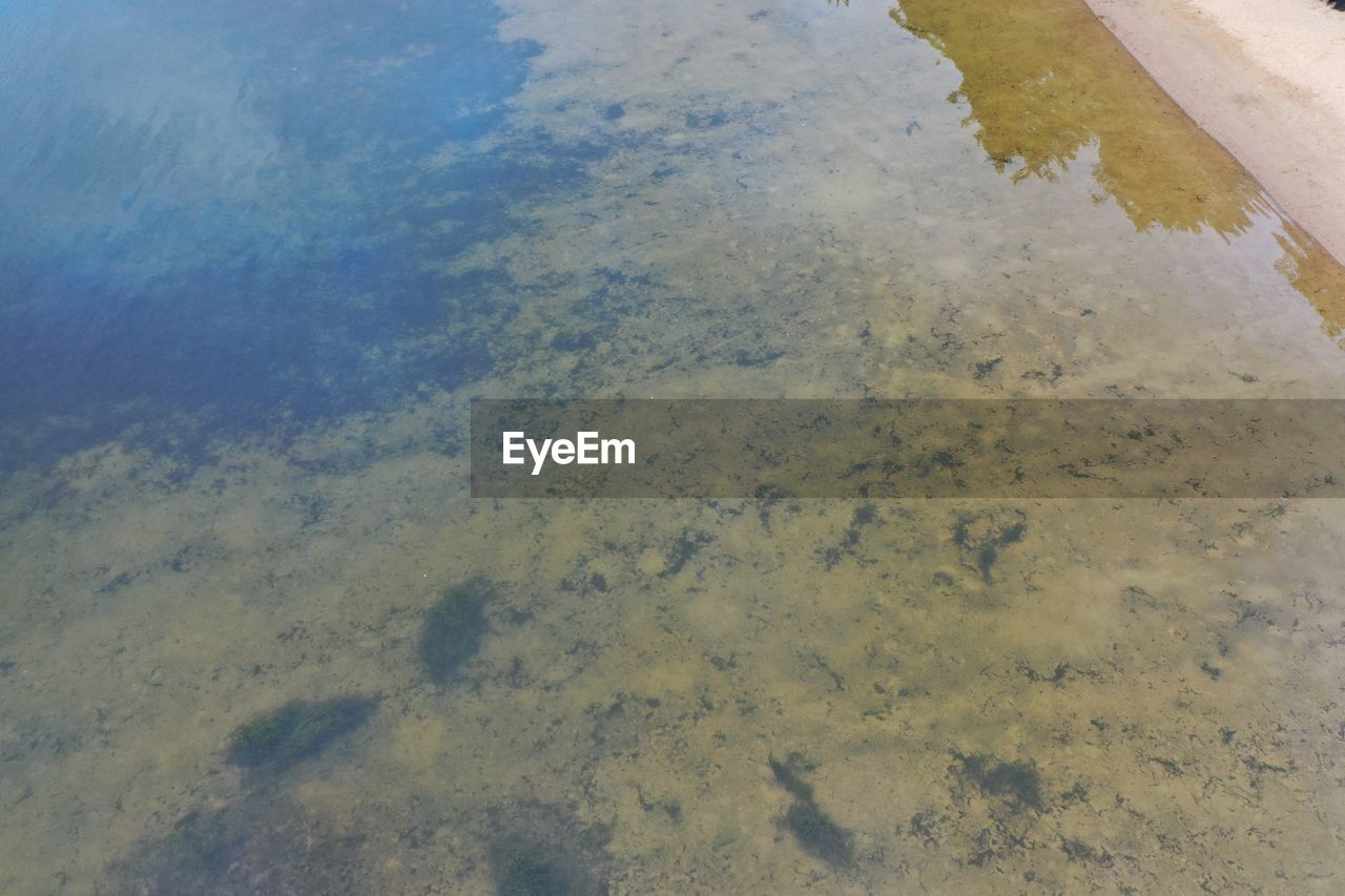 HIGH ANGLE VIEW OF PUDDLE ON WATER