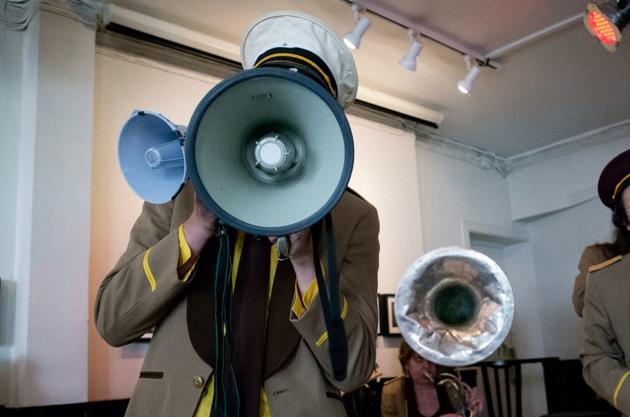 Man using megaphone