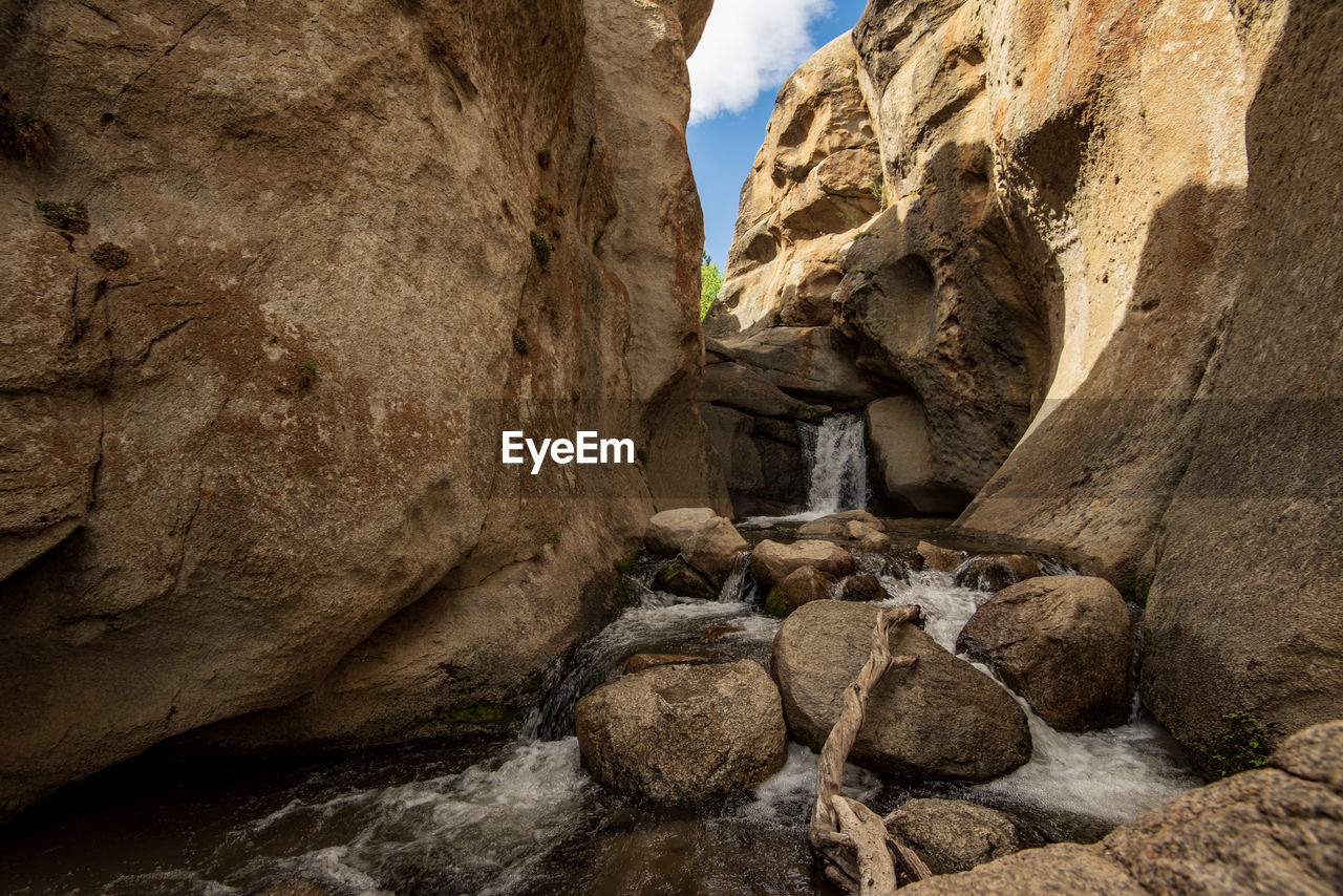 Hidden falls in rock canyon in the buttermilks of eastern sierra nevada mountains of california usa