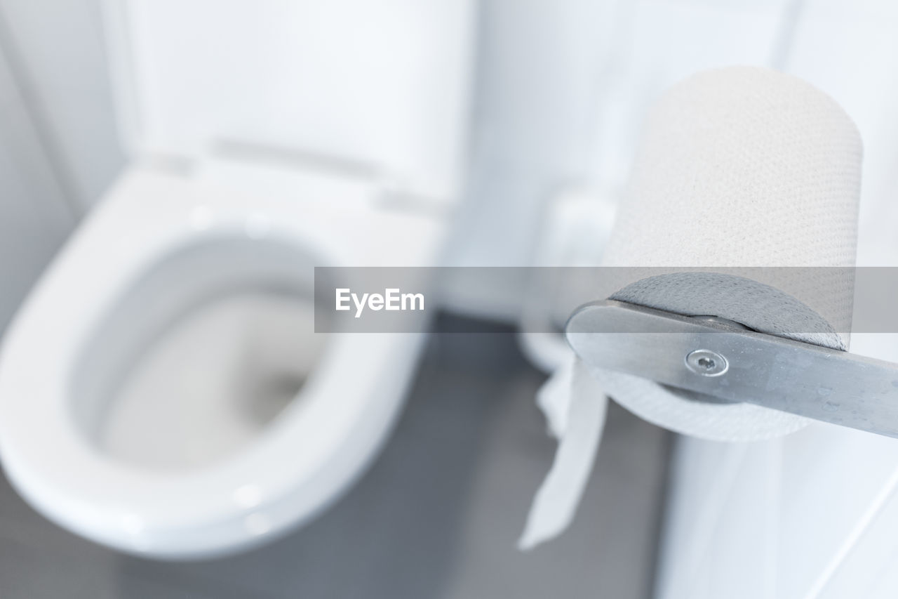 High angle view of tissue paper in bathroom