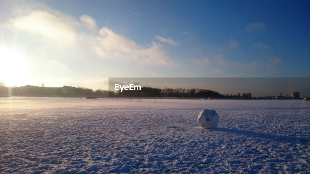 SCENIC VIEW OF SNOW FIELD AGAINST SKY