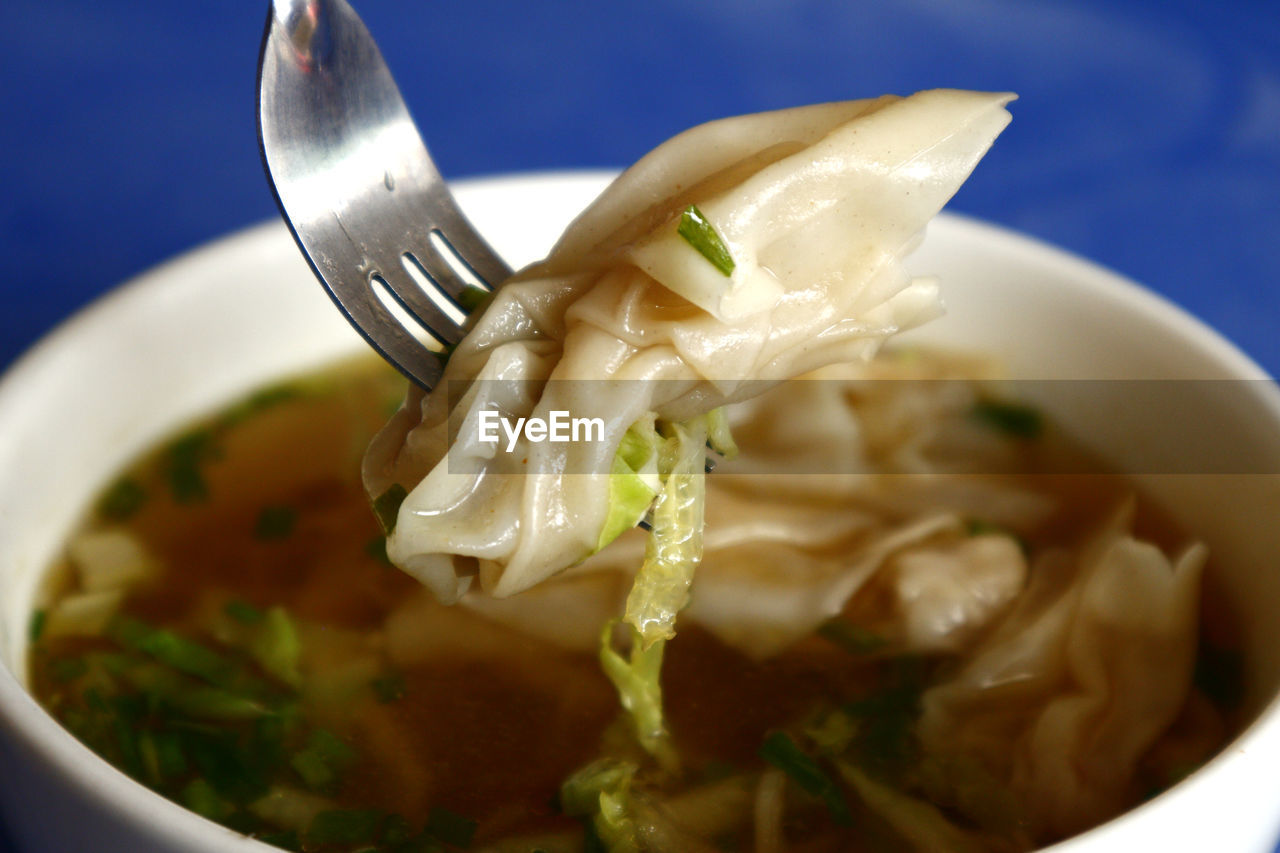 Close-up of fork with food