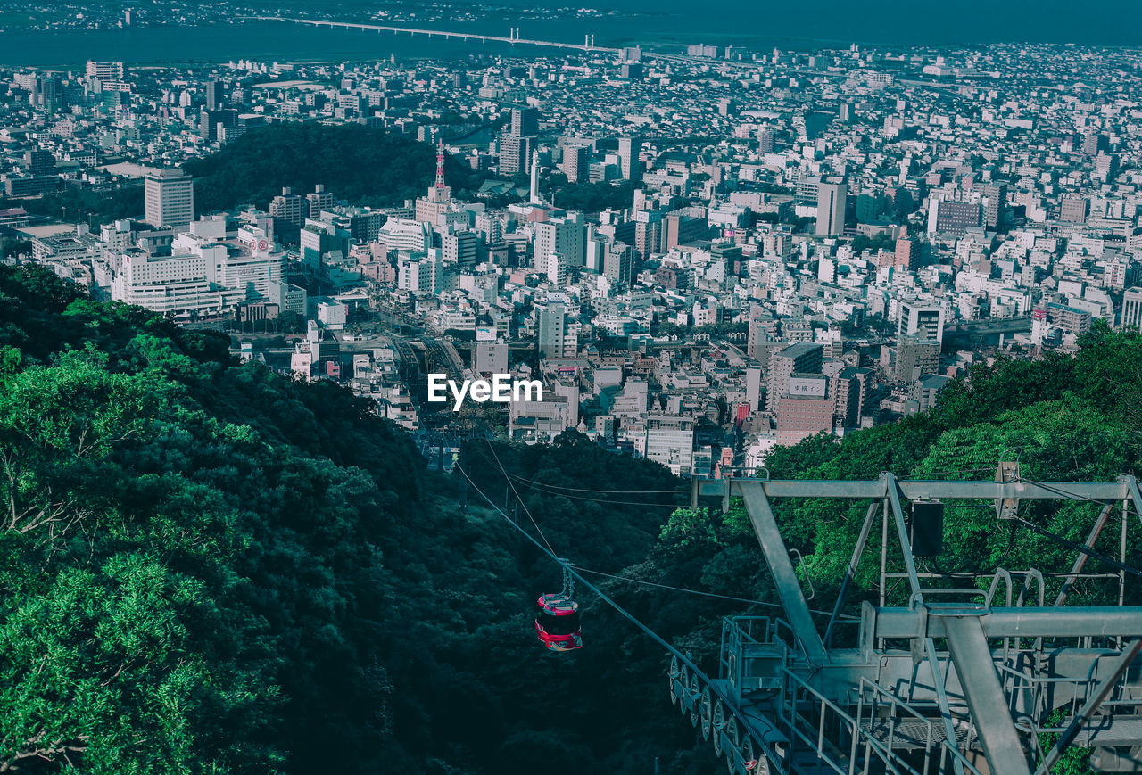 High angle view of city