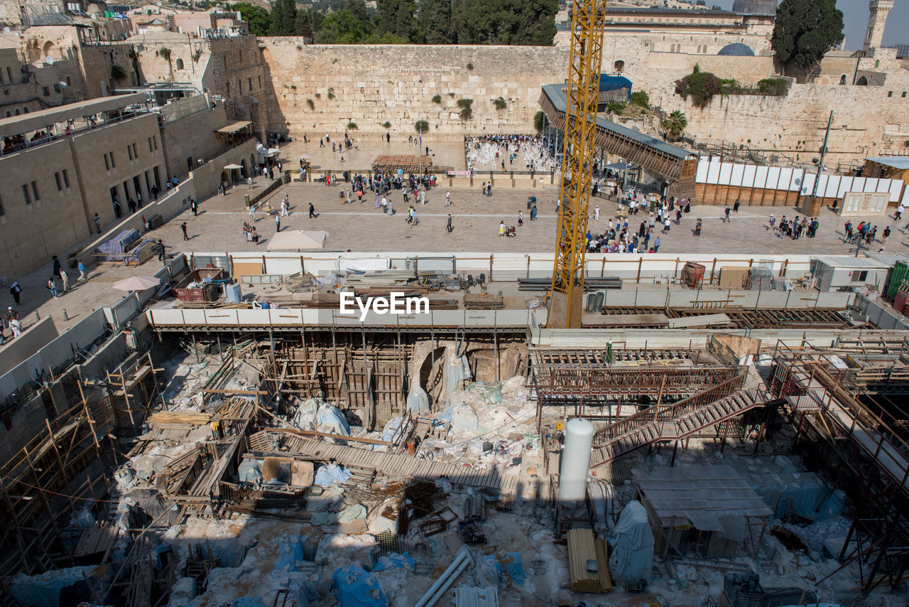 People visiting and praying at the western wall, or wailing wall. jerusalem, israel