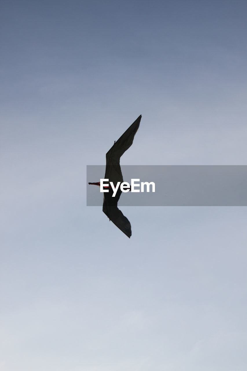 Low angle view of a kiteflying in sky