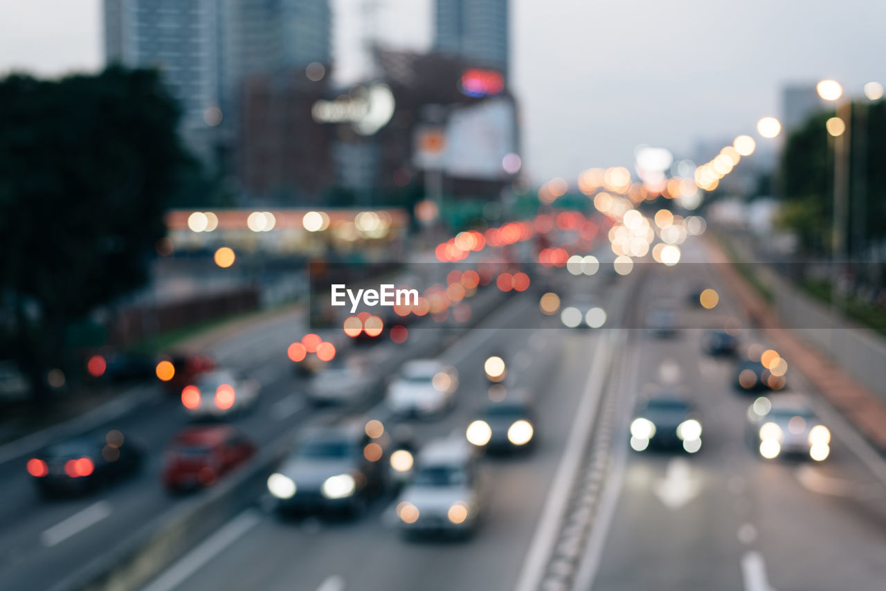 Blurred image of a traffic highway on the evening