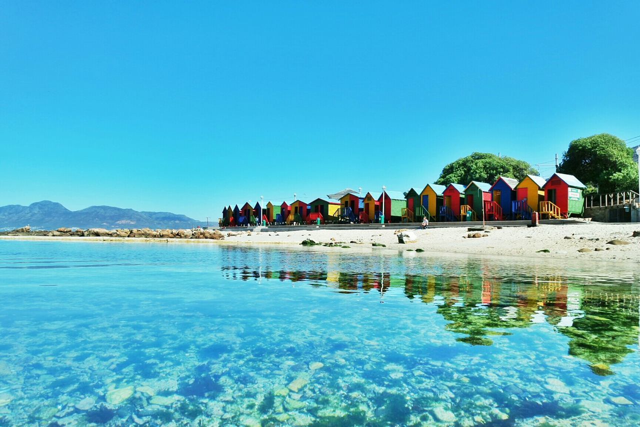 Scenic view of kalk bay against clear sky