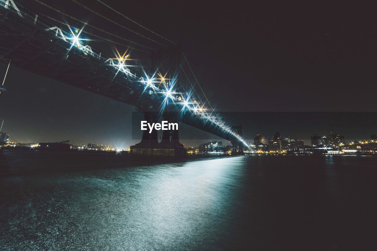 City lit up at night