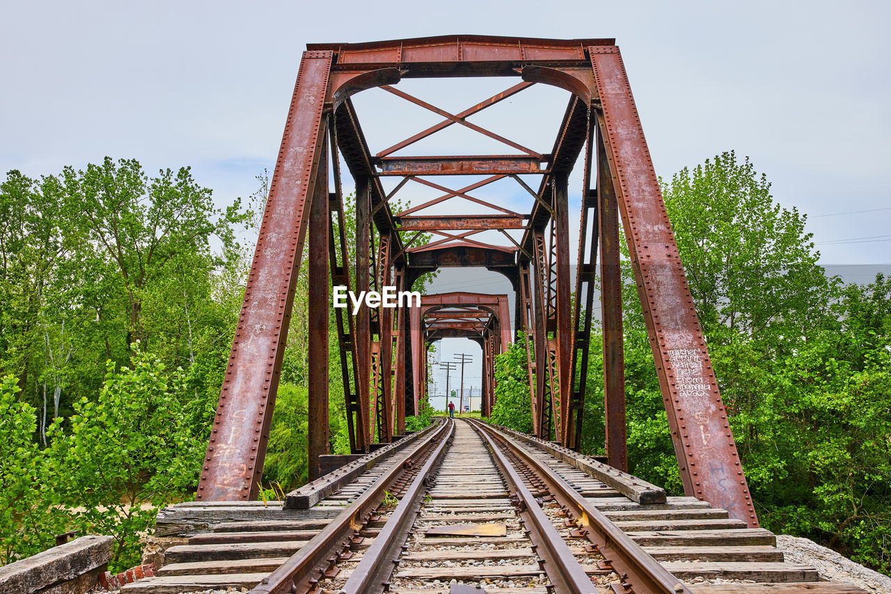 high angle view of railroad track against clear sky