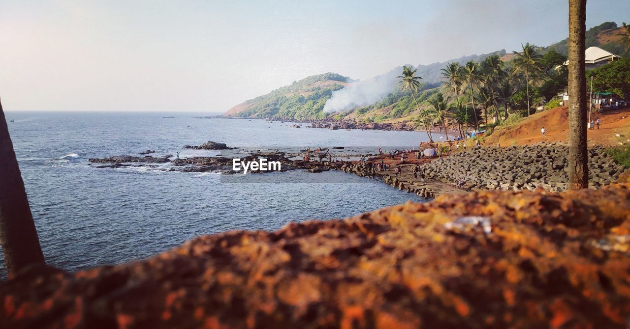 Scenic view of sea against clear sky