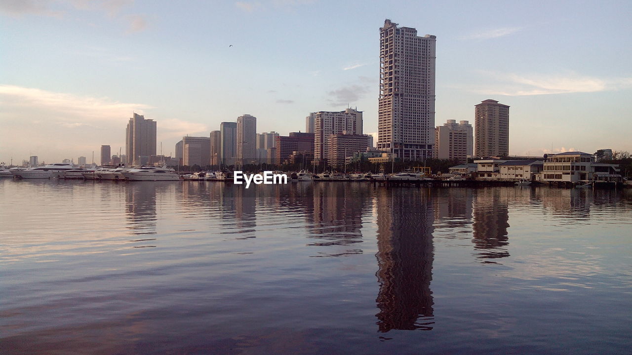 Waterfront skyline in morning