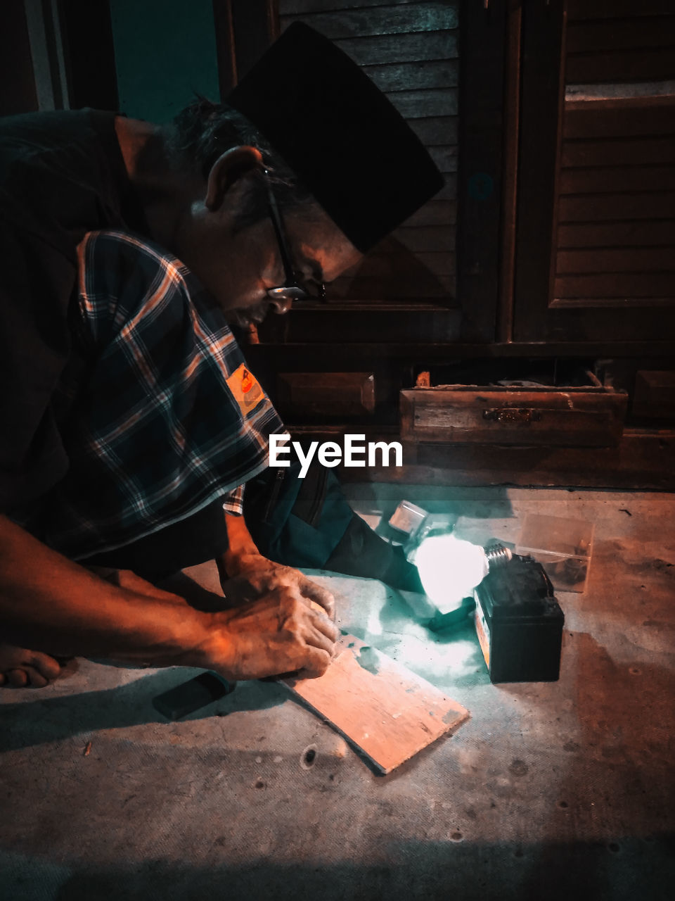 Man working on table