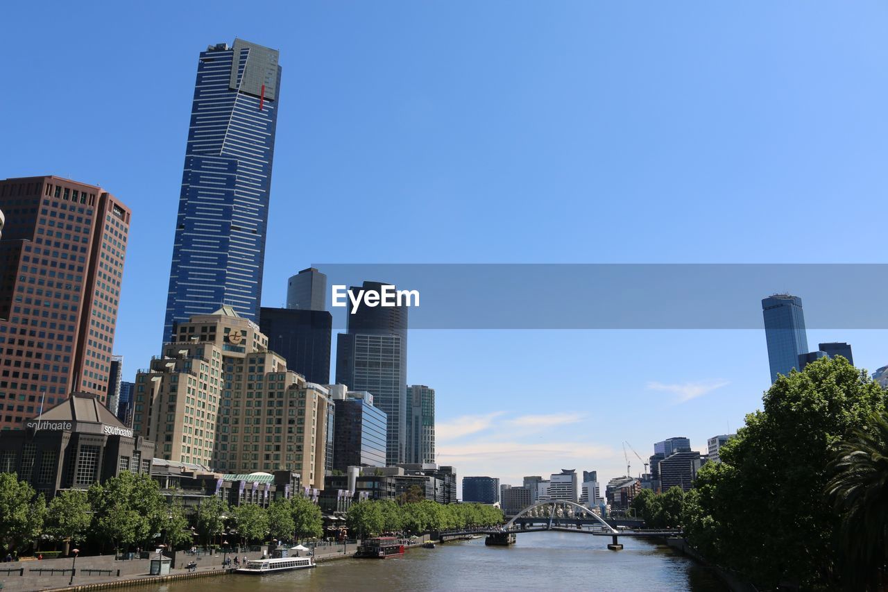 VIEW OF SKYSCRAPERS IN CITY AGAINST CLEAR SKY