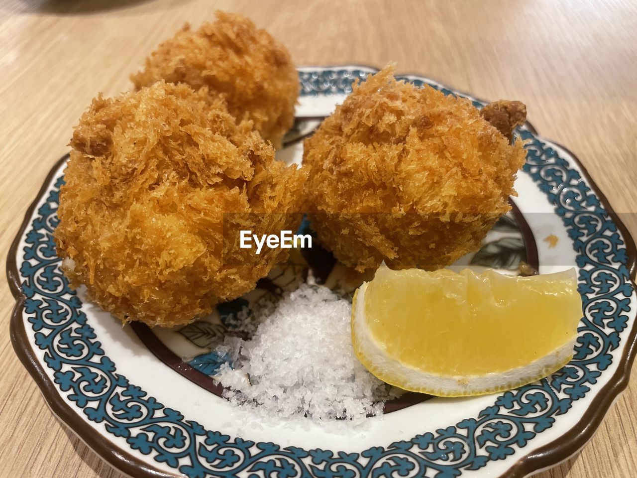 high angle view of food in plate on table