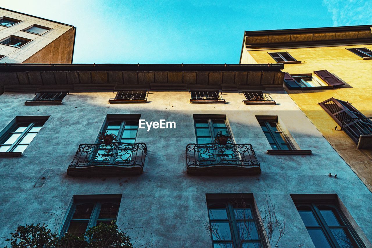 Low angle view of old building against sky