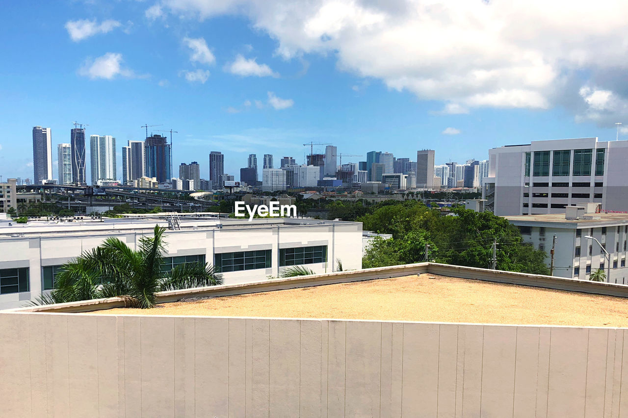 Modern buildings against sky in city