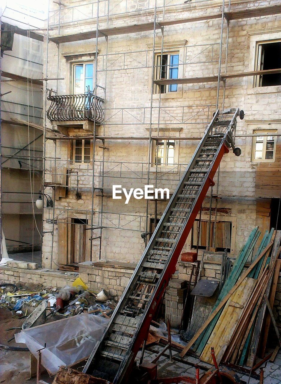 Scaffolding around building during renovation