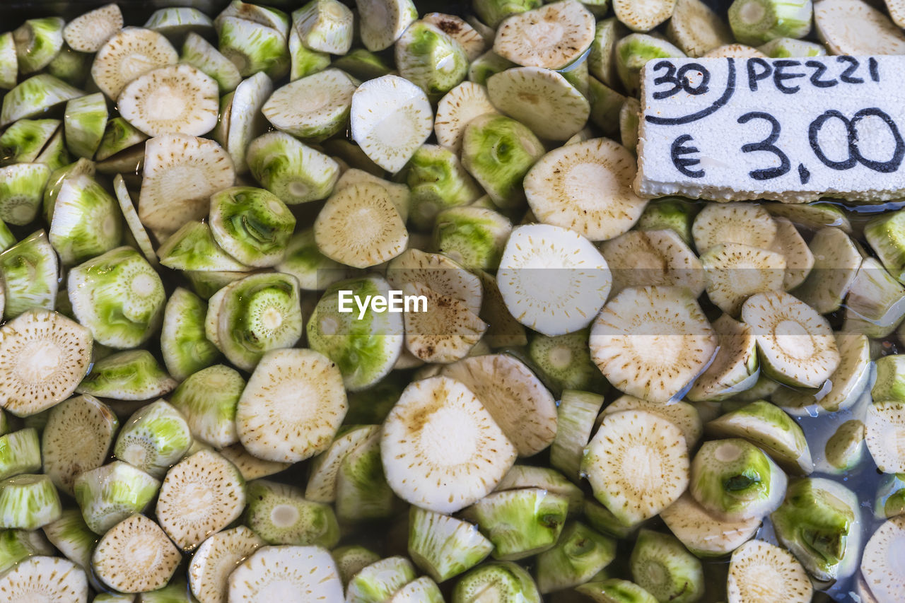 food, food and drink, market, freshness, large group of objects, healthy eating, abundance, for sale, wellbeing, retail, vegetable, market stall, produce, no people, price tag, text, plant, high angle view, day, communication, green, business, still life, western script, raw food, close-up, dish, number, organic, outdoors