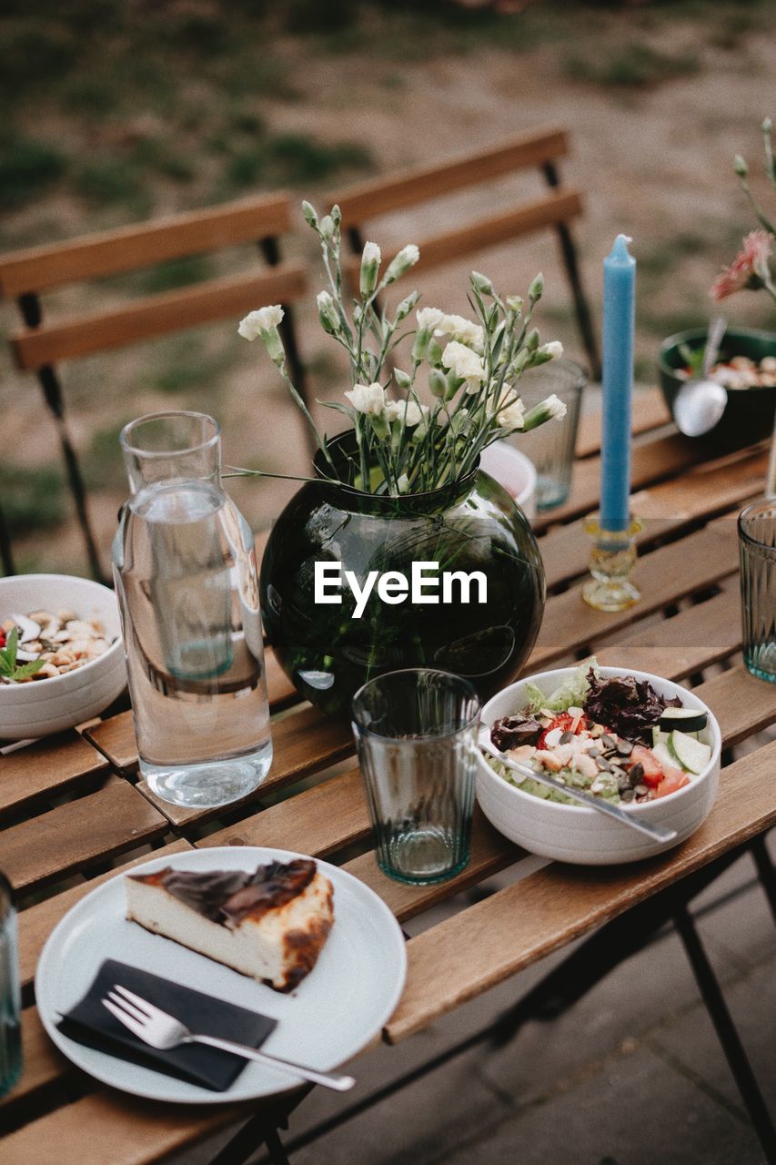 High angle view of food on table